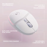 Logitech G G705 Ratón Inalámbrico Para Gaming, Iluminación LIGHTSYNC RGB Personalizable, Inalámbrico LIGHTSPEED, Conectividad Bluetooth, Ligero, PC/Mac/Portátil - Blanco