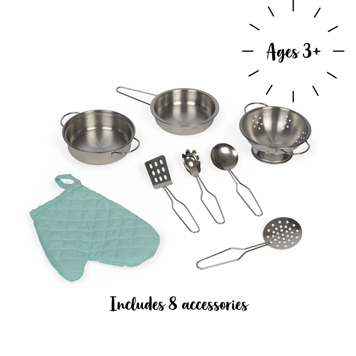 Janod - Cocina de doble cara- Cocina de madera para niños Recto-Verso - Cocina con luz y sonido - Con 7 accesorios - De 3 a 8 años, J06594