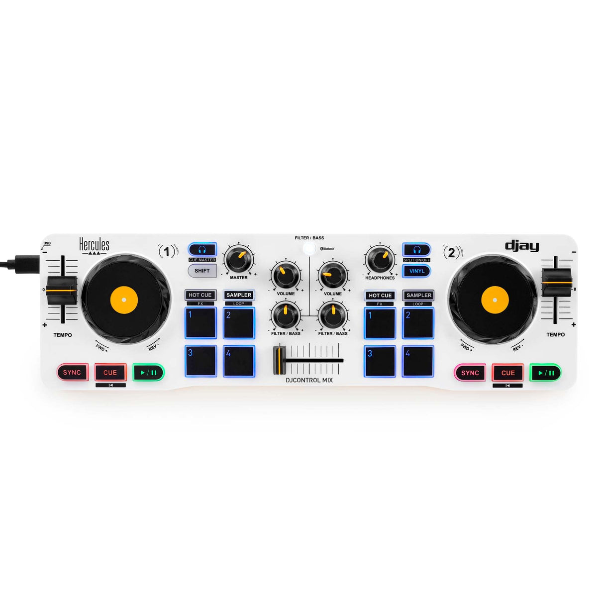 Hercules DJControl Mix - Controladora DJ Bluetooth de 2 pistas para móviles
