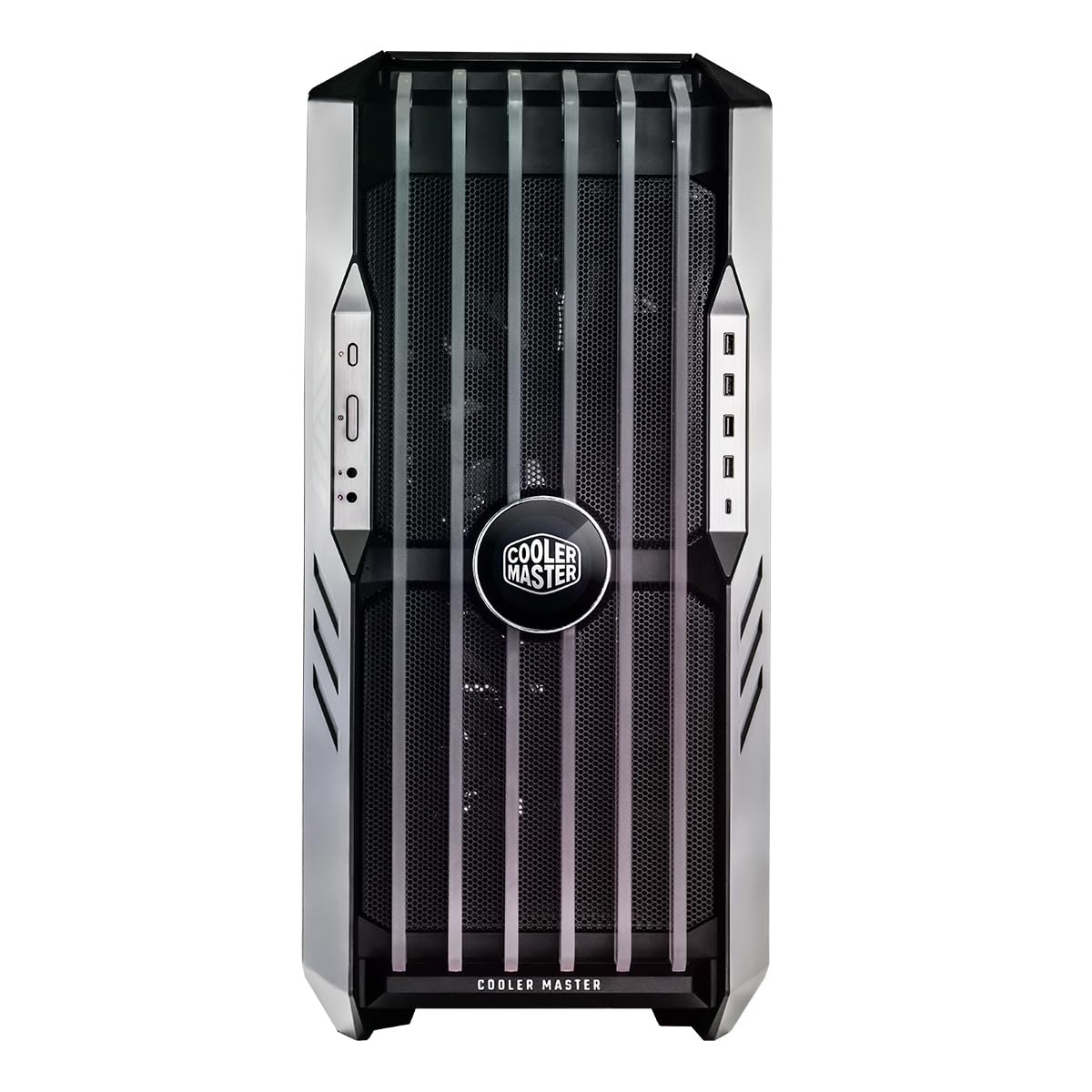 Cooler Master HAF 700 EVO Caja PC - Full Tower, Admite E-ATX, 5 Fans Preinstalados, Soportes de Radiador Giratorios, High-Airflow Cooling, Display LCD Real-Time, Aspas ARGB Edge-Lit