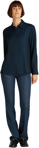 Tommy Hilfiger Camisa Mujer Soft Viscose Regular Fit, Azul (Dark Night Navy), 38