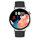 Knauermann Neo 2 (2025) - Plata Redonda - Reloj de Salud Smartwatch - ECG - Función HRV - Bluetooth BT - Apnea del Sueño - Presión Arterial - Pulsera de Cuero de Vaca Negro, Durchmesser: 40mm; Dicke: