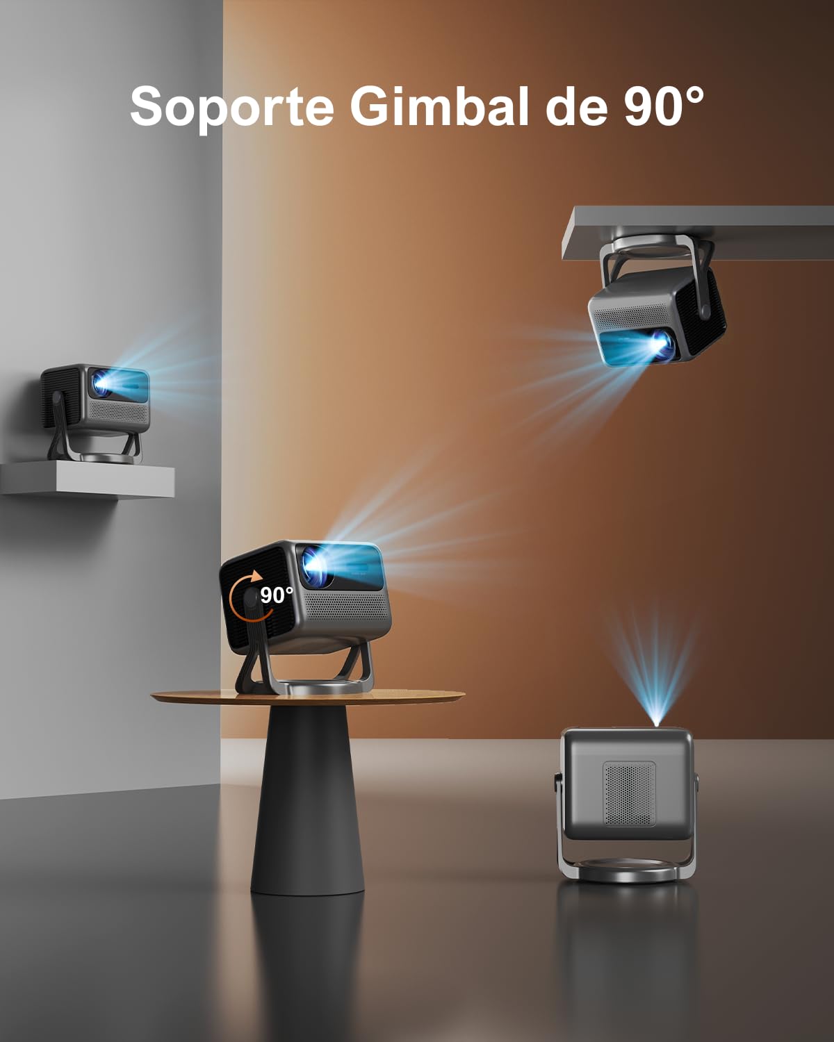 ULTIMEA Proyector con Dolby Audio, Soporte 4K y Netflix, Android TV 11.0, Diseño de Soporte Gimbal 90° Libre, 600 Lúmenes ANSI, Bluetooth, Nova C40