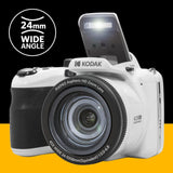 KODAK Pixpro Astro Zoom AZ425 - Cámara Digital Bridge, Zoom Optico 42X, Gran Angular de 24 mm, 20 Megapíxeles, LCD 3", Video Full HD 1080p, Batería Li-ion - Blanco