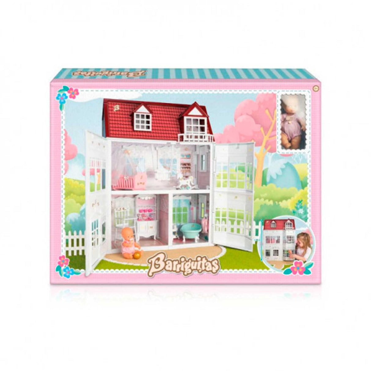 los Barriguitas - Set casita de muñecas para bebés clásicos con Muchas Habitaciones, Muebles y Accesorios de Juego - Para niños a Partir de 3 años, Famosa (700017220)