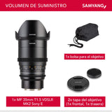 Samyang SA1613 - Lentes de Cámara Compatibles con 35MM T 1.5 MK2 Sony E, Negro
