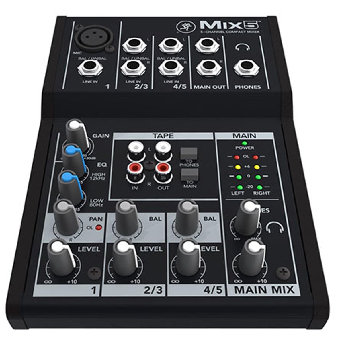 MACKIE Mix5 mezclador analógico compacto de 5 canales con ecualizador de 2 bandas