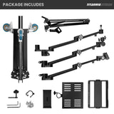 TARION Soporte Camara Mesa Brazo: Soporte para Camara de Escritorio Flexible Overhead Camera Mount Rig Fotografia con Brazo Articulado para Luz de Anillo Micrófono Video Titanrig(Conjunto de Pasillo)