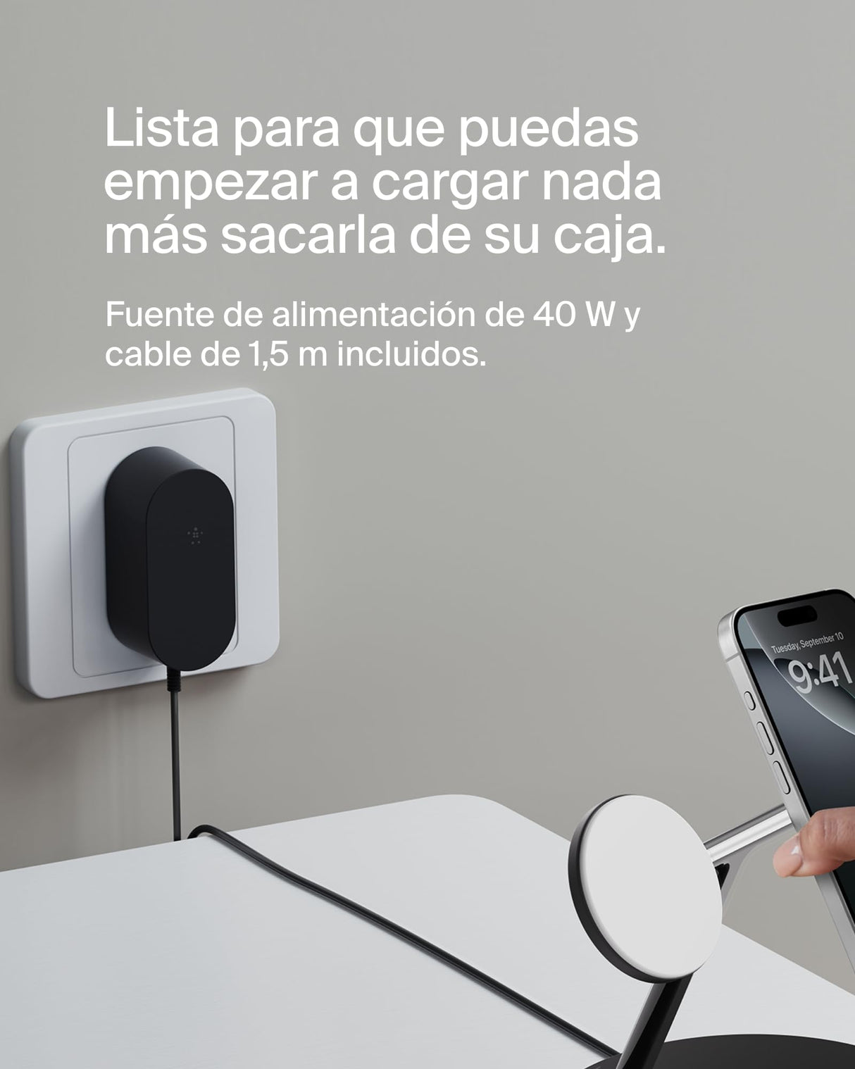 Belkin BoostCharge Cargador Qi2 3 en 1, estación de Carga inalámbrica con MagSafe, Base de Carga Qi2 para iPhone 16 Series, Apple Watch, AirPods, Soporte Antideslizante, Fuente de alimentación, Negro