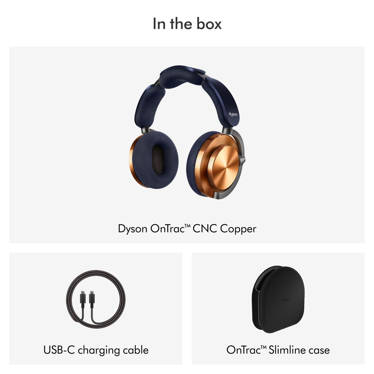 Dyson Ontrac Auriculares inalámbricos con cancelación Activa de Ruido – 55h de autonomía – Bluetooth 5.0 – Carga rápida de 10 min – 6 Hz a 21 kHz – Estuche de protección – (Azul de Prusia/Cobrizo)