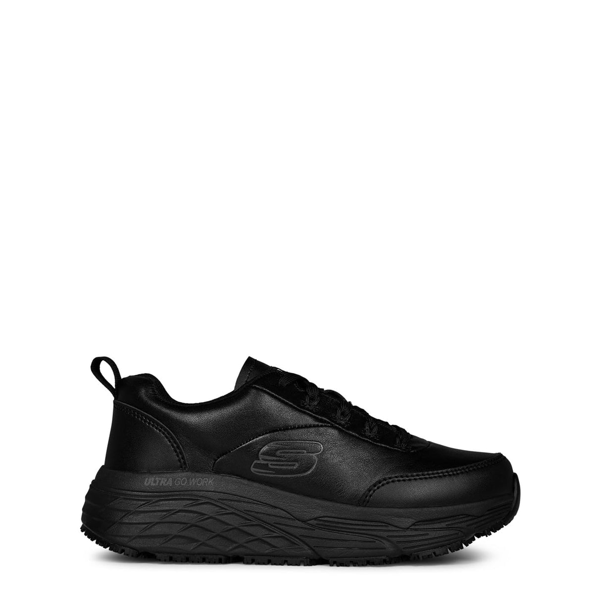 Skechers MAX Cushioning Elite Sr Filchner, Zapatos para Profesionales Sanitarios Hombre, Black Leather/Synthetic, 46 EU
