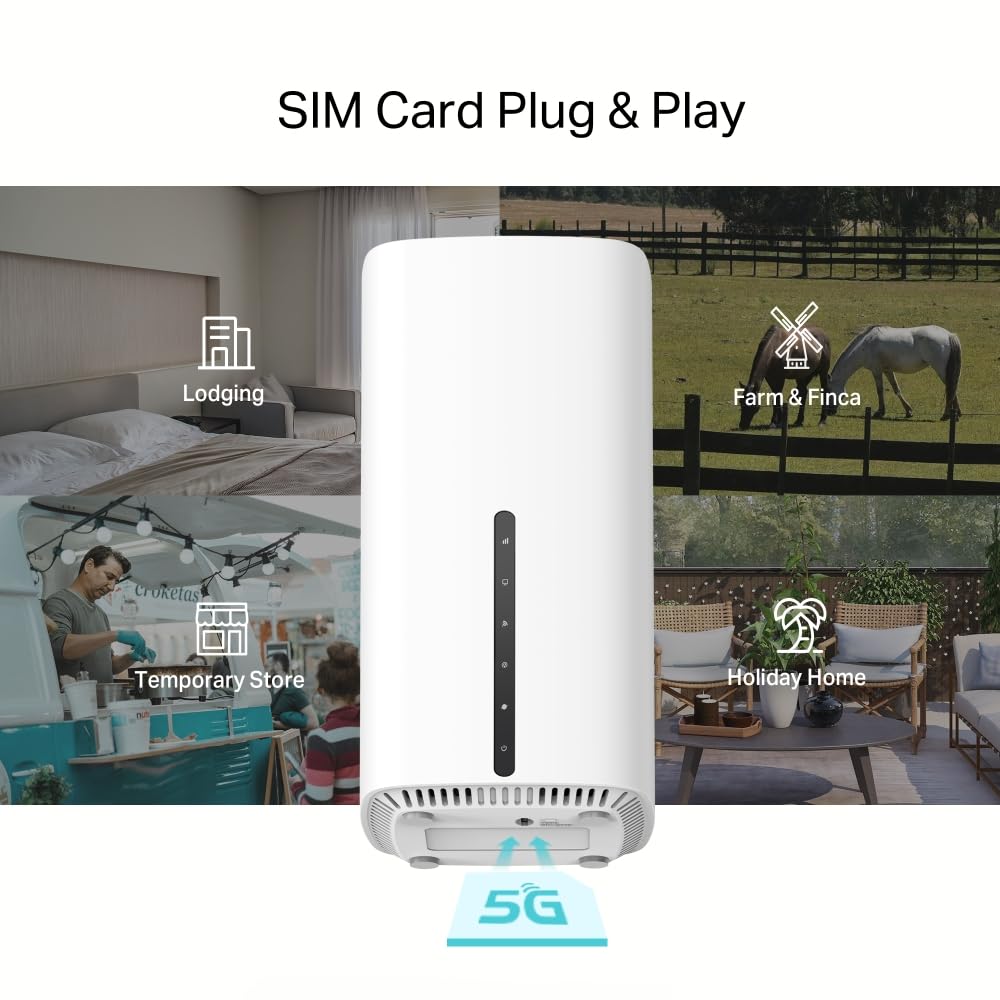 TP-Link Archer NX600 5G LTE Router WLAN, 5G Router Tarjeta SIM, AX3600 Dual Band Wi-Fi 6, 1 x Puerto 2,5G + 2 x Puertos 1G, gestión Web y App, Plug and Play