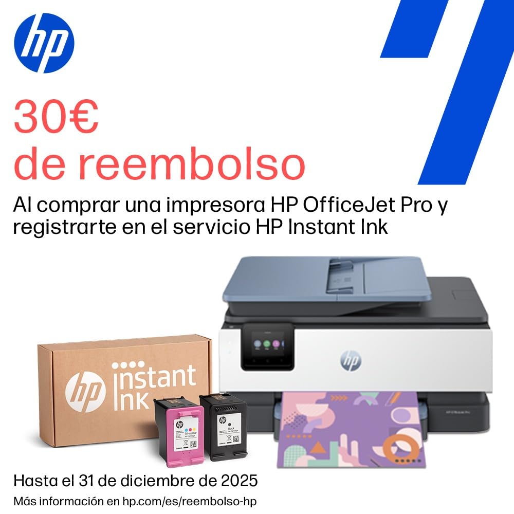 HP OfficeJet Pro 8122e, Impresora multifunción profesional de tinta A4 a color, Copia, Escáner, Mobile Fax, Wi-Fi, Impresión a doble cara automática, 3 meses de impresión Instant Ink con HP+, Gris