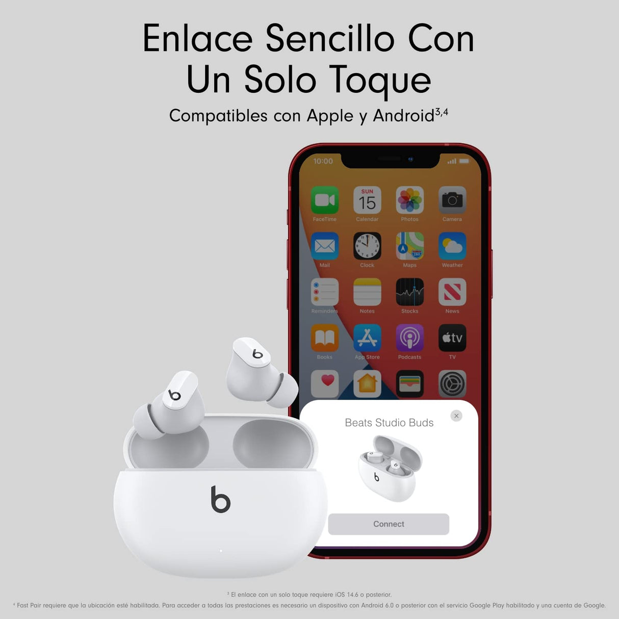 Beats Studio Buds – Auriculares intraurales Totalmente inalámbricos con cancelación del Ruido – Auriculares Bluetooth Resistentes al Sudor, compatibles con Apple y Android – Blanco