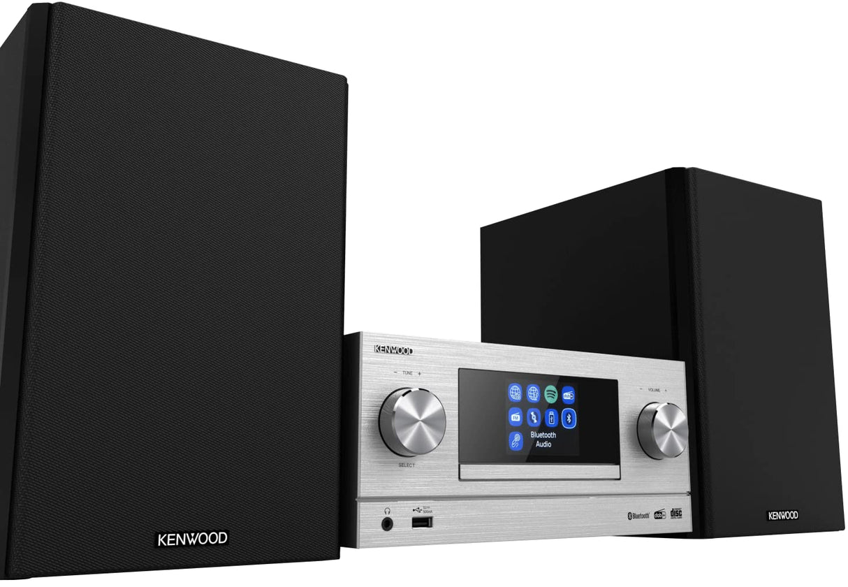 Kenwood M-9000S-S - Micro Sistema Hi-Fi con CD, Dab +, Radio por Internet, Spotify, FM, Bluetooth, USB y Gran Pantalla a Color TFT