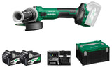 HIKOKI Akku Winkelschleifer, G3613DEWQZ, (36V (2,5 Ah) Li-ion) 0-10000 min-1/min Drehzahl, Scheiben-ø: 125mm, Brushless, mit AT Modus, Spindelarrietierung, im HSC III
