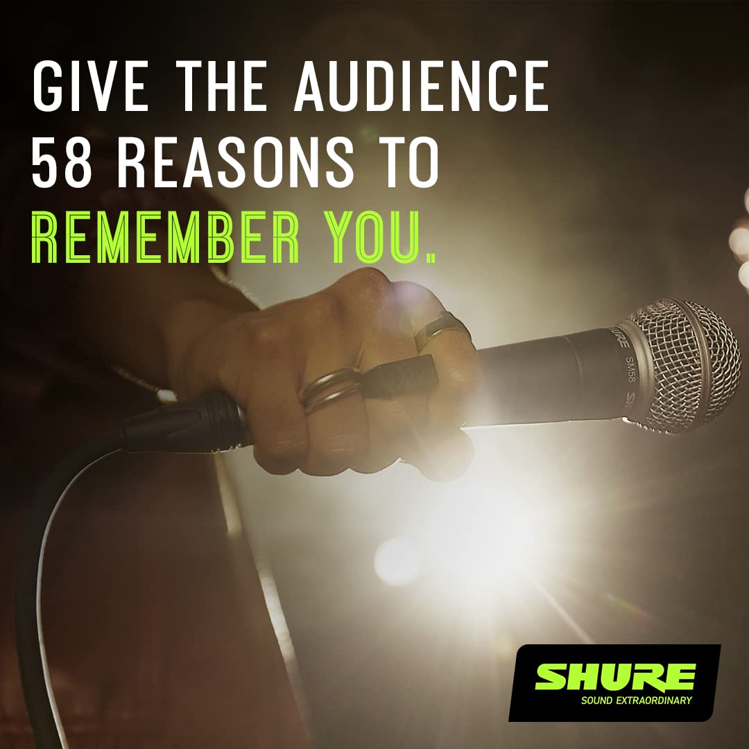 Shure SM58-LC El micrófono de Voz dinámico está diseñado para el Uso Profesional en Voces en actuaciones en Vivo, Refuerzo de Sonido y grabaciones de Estudio - No se Incluye el Cable (SM58-LCE)