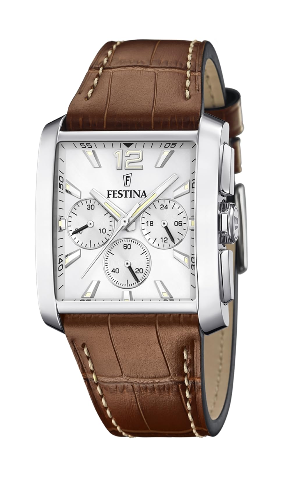 Festina Reloj Hombre F20636/1 Timeless Chronograph Caja de Acero Inoxidable 316l Plateado Correa de Cuero Marrón