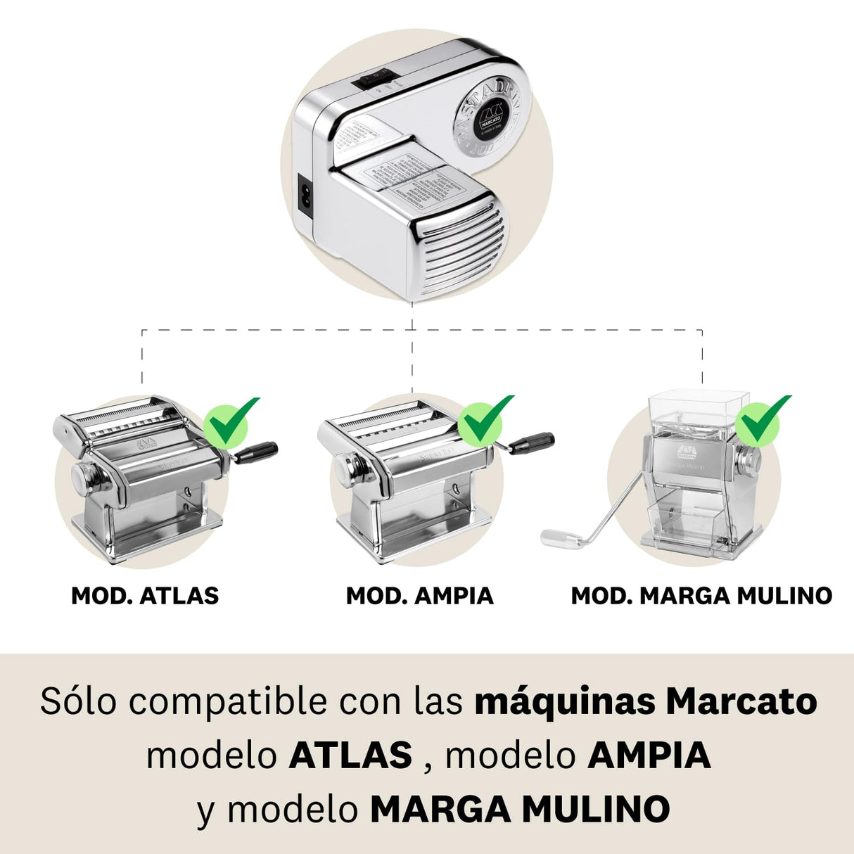 Marcato Motor Máquina para Pasta Atlas 150, Motor Eléctrico para Máquina de Pasta, Compatible con Otros Artículos Marcato, 100 W, Hecho en Italia. Modelo: Pastadrive.