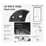 Tapo C840 - Cámara Inteligente de Lentes Dobles – Monitor para Bebé 2 K 4 MP + 1080p, Pan/Tilt, Visión Nocturna Invisible, Detección AI, Audio Bidireccional