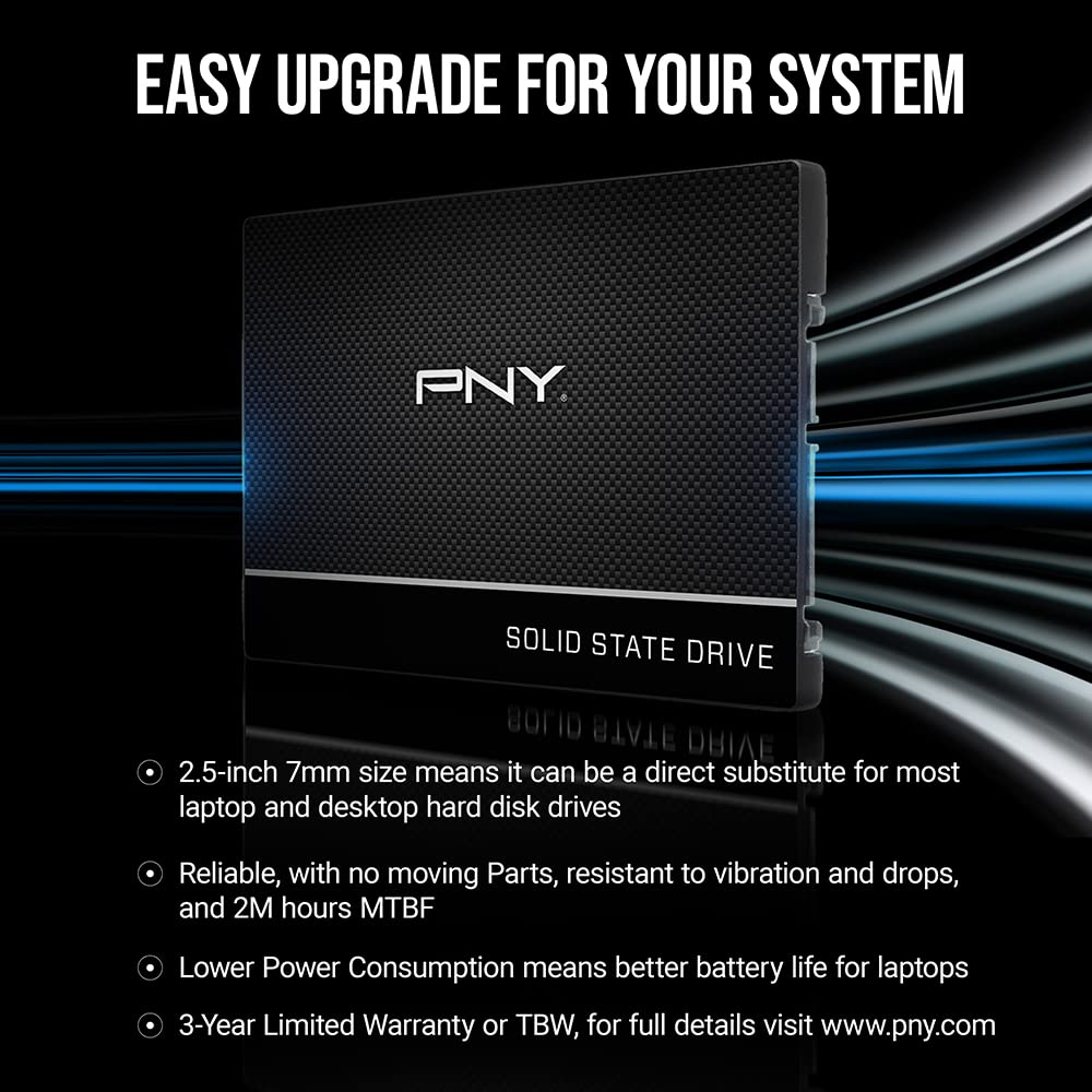 PNY CS900-2 TB - 2.5" Internos SSD - SATA 6Gb/s - 2.5" - Interno - 550 MB/s Lectura - 530 MB/s Escritura - 3D NAND