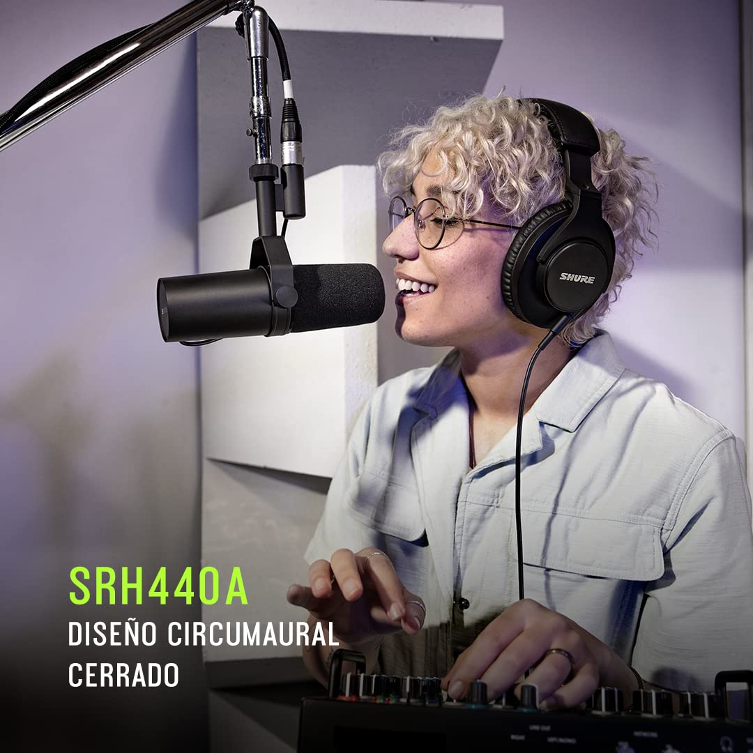 Shure SRH440A Auriculares con Cable de oído para el monitoreo y la grabación, Grado de Estudio Profesional, Respuesta de frecuencia Mejorada - Versión 2022