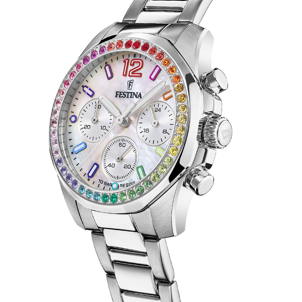 Festina Reloj Mujer F20606/2 Boyfriend Caja de Acero Inoxidable 316l Plateado Correa de Acero Inoxidable 316l Plateado