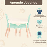 B. Spaces by Battat - Juego de Muebles Infantiles - 1 Mesa y 2 Sillas Infantiles con Patas de Madera Natural (Marfil y Madera Natural)
