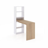 duehome | Escritorio Juvenil con Estanteria Reversible, Mesa de Ordenador, Modelo Cosmic, Acabado en Blanco Artik y Roble Canadian, Medidas: 120 cm (Largo) x 53 cm (Ancho) x 144 cm (Alto)