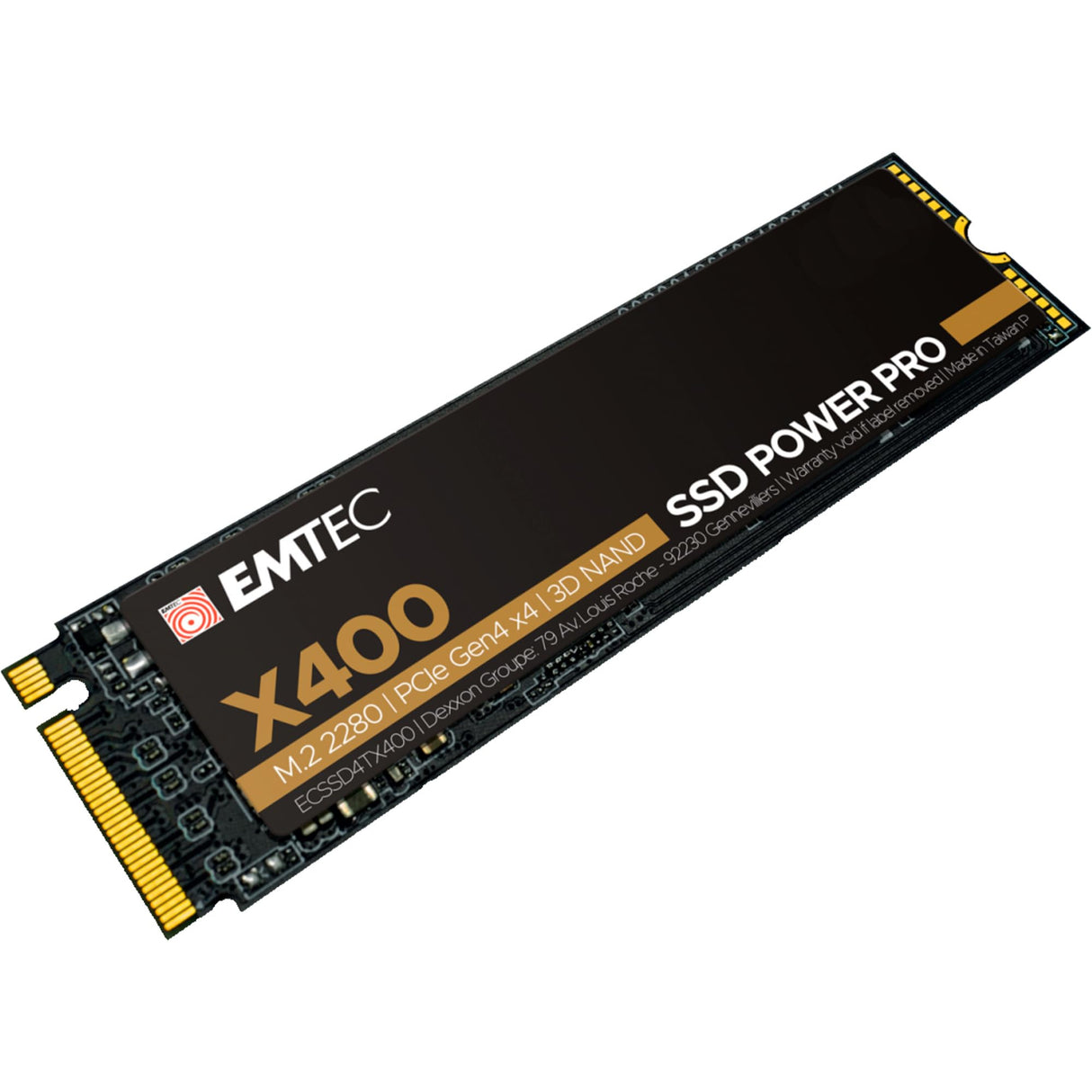 EMTEC - SSD Interno X400 Power Pro M2 2280 2 TB NVMe PCIe Gen4x4 Gaming PC y Videojuegos - 3D NAND - Lectura de hasta 5200MB/s, Ecritura hasta 3800MB/s - Endurance 400TB/1.8MH - ECSSD2TX400
