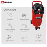 Einhell Compresor (1500 W, bajo nivel de aceite y mantenimiento, reductor de presión, manómetro)