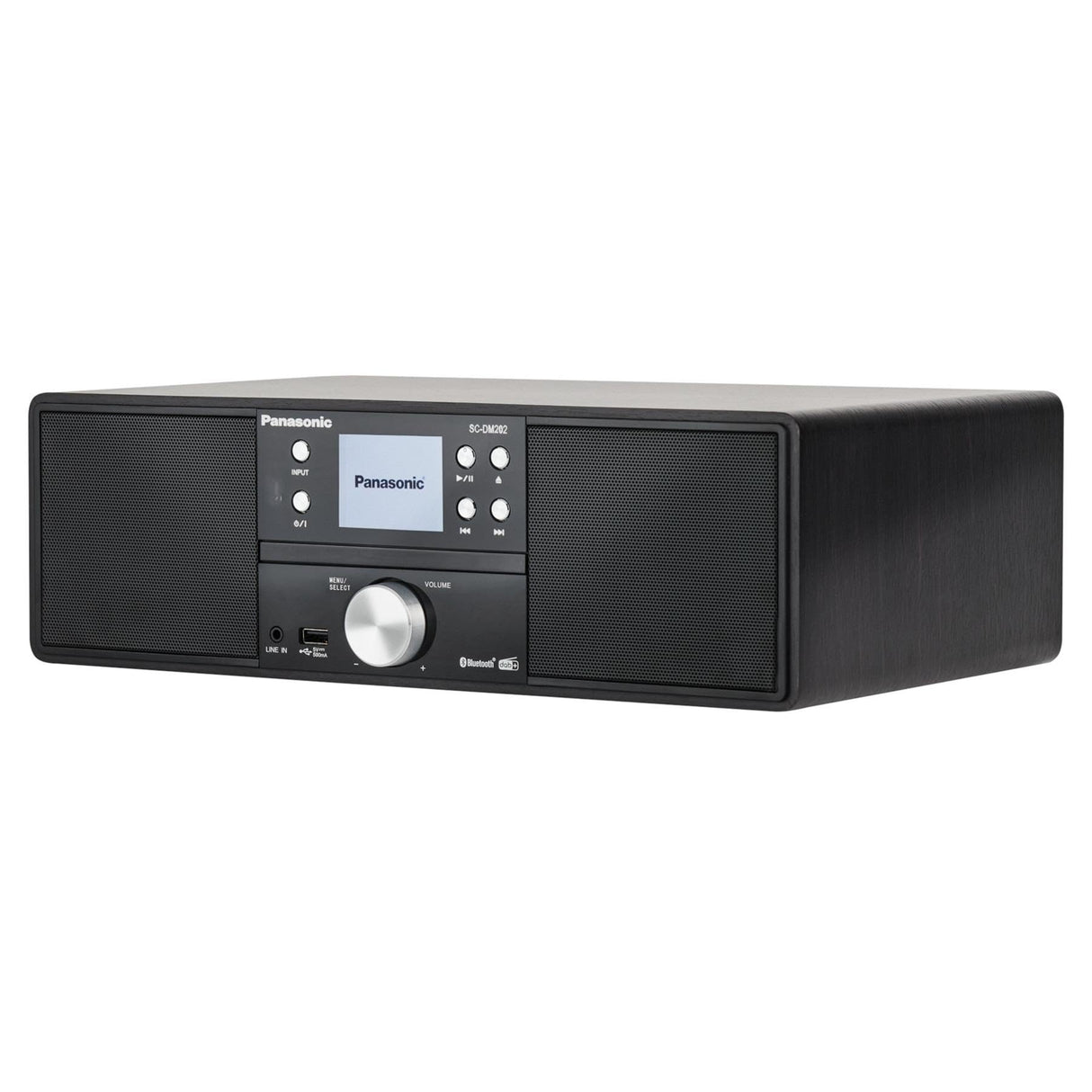 Panasonic SC-DM202EG-K Sistema Estéreo Micro Hi-Fi Compacto con CD, Radio Dab+/FM, USB y Bluetooth, Altavoces de 24 W, Control Remoto, Pantalla LCD TFT de 2,4", Ajustes de Ecualización, Negro.