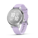 Garmin Lily 2 Active, Reloj Inteligente con GPS, Diseño Elegante, Datos de Salud y Forma Física, Pantalla Táctil, Notificaciones Inteligentes, Autonomía hasta 9 días, Plata con Correa Morada