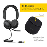 Jabra Evolve2 40 SE - Auriculares estéreo con Cable con cancelación de Ruido, con tecnología de Llamada de 3 micrófonos y Cable USB-A, Certificado MS Teams, Funciona con Todas Las demás Plataformas,