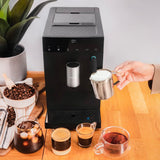 Cecotec Cafetera Superautomática Compacta con Vaporizador Cremmaet Compact Steam. 1350W, 19 Bares, Sistema Thermoblock, Depósito Café en Grano 150gr con Molinillo y 1,1 L de Agua