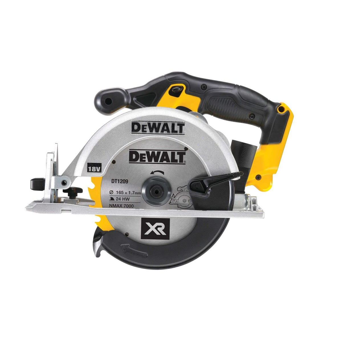 DeWalt DCS391N-XJ - Sierra circular XR 18V, diámetro de165 mm y 55 mm de profundidad sin cargador/batería, Arándano