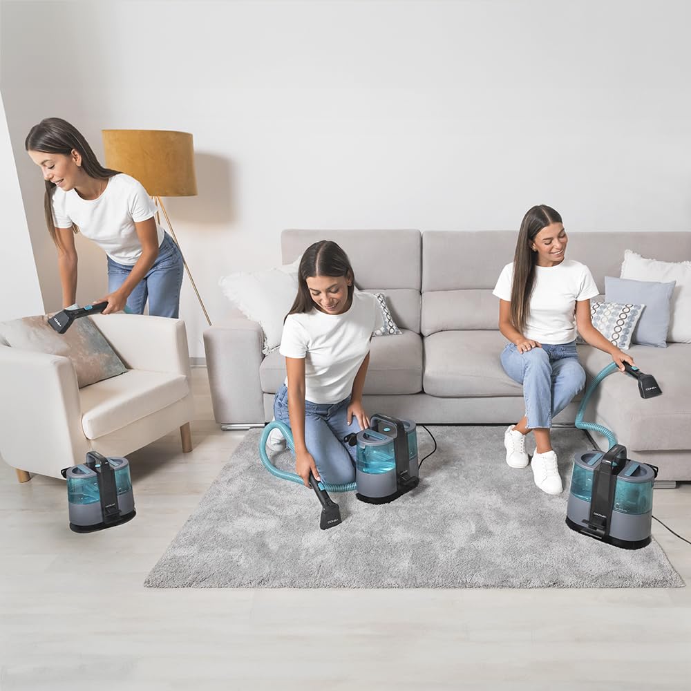 Cecotec Limpiador Aspirador de Tapicerías y Alfombras con Cable Conga 4000 Carpet&Spot Clean XL Advance. 600W, 14kPa, 2 Depósitos: Agua Limpia y Sucia, Pulverizador, Accesorio Ventanas y 3 Boquillas