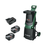 Bosch Trituradora a batería UniversalShredder 2x18V-25 (cuchillas de acero endurecido, corta ramas de hasta 25 mm, motor sin escobillas, incluye 2 baterías de 18V 4.0Ah, bolsa de 28 l, cargador)