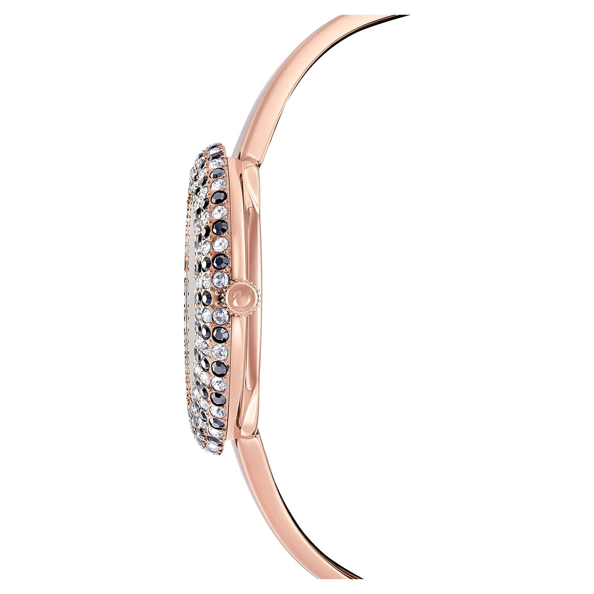 Swarovski Reloj Crystal Rose, Brazalete de Metal, Negro, PVD en Tono Oro Rosa