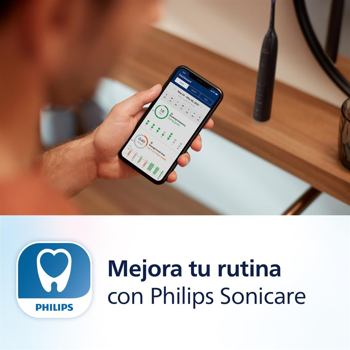 Philips Sonicare 7100 cepillo dental eléctrico, sónico con 4 modos de cepillado y 3 niveles de intensidad, alerta de presión, EasyStart, SmarTimer, negro, HX7421/08 [Nueva Tecnología]