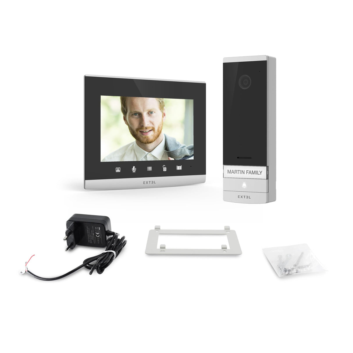 Extel - Videoportero con Cable Conectado Connect 2 Ultra Plano, fácil de Instalar Conectado Smartphone o Desde su Monitor de 7 Pulgadas, visión Nocturna WiFi