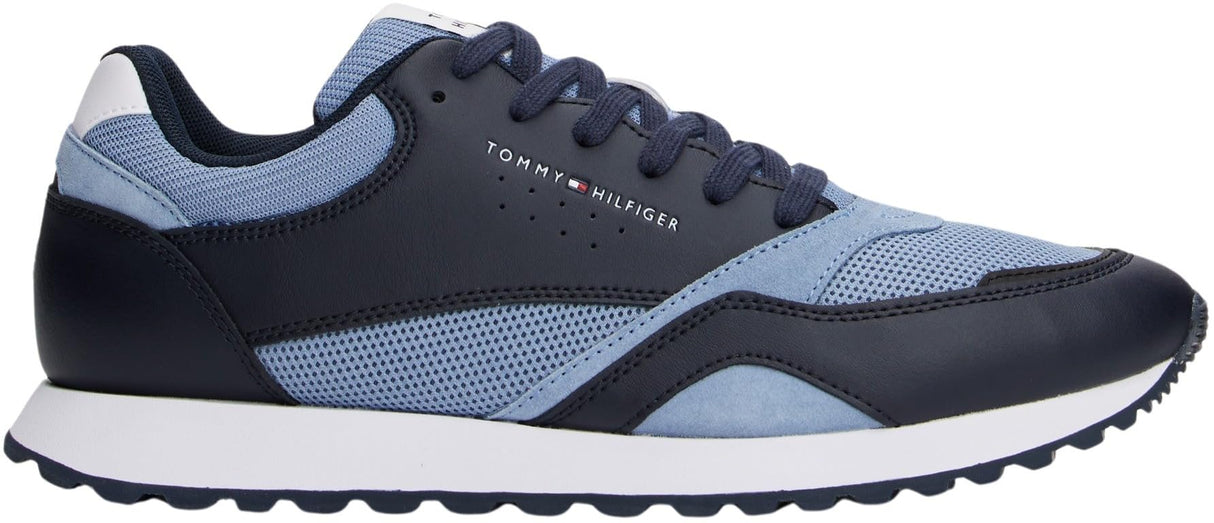 Tommy Hilfiger Runner Sneaker Hombre New Eva Mix de Piel, Azul (Brisk Blue), 43
