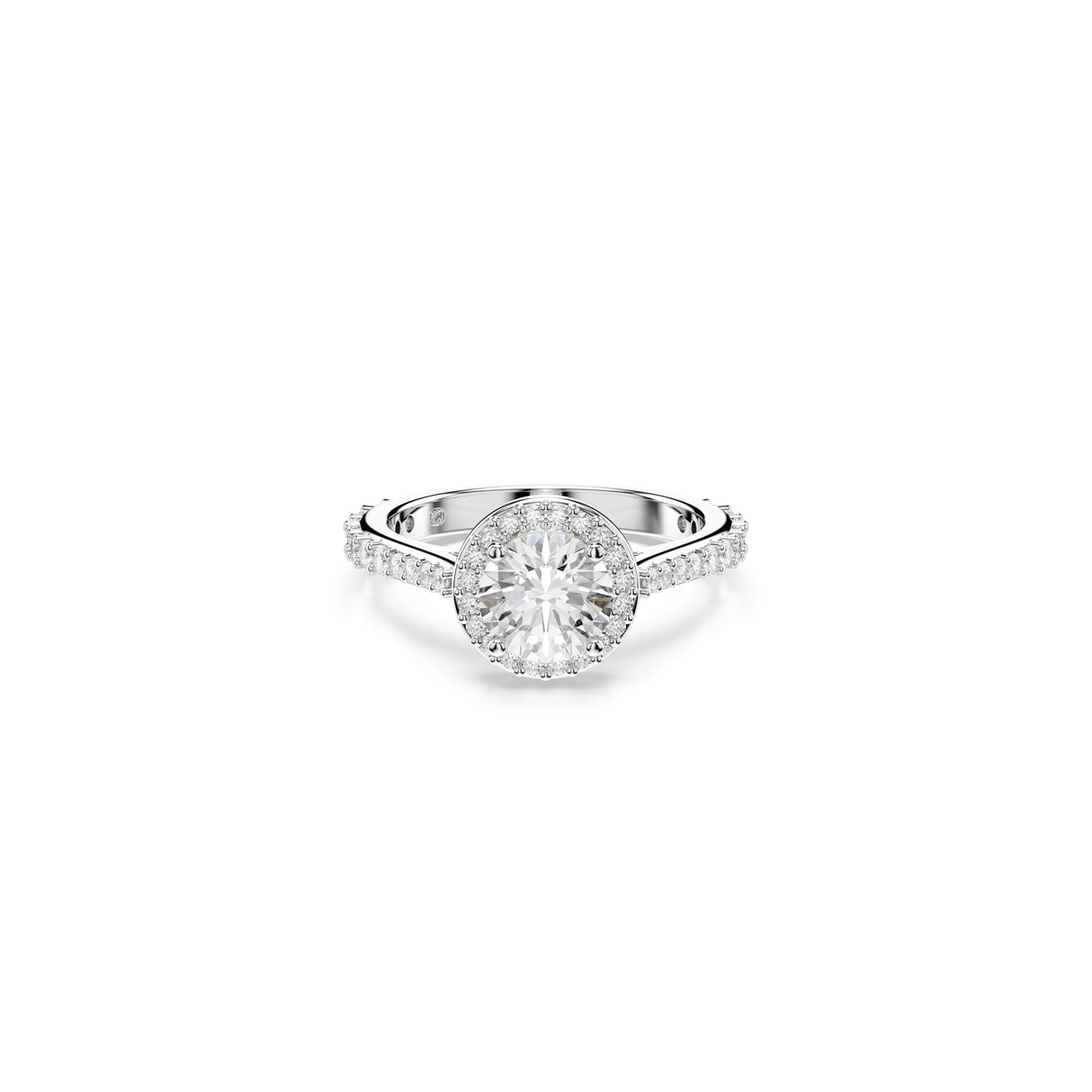 Swarovski Anillo Una Angelic, Talla redonda, Blanco, Acabado en tono plateado