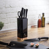 6 piezas. BERLINGER HAUS BH-2422 - Juego de cuchillos de cocina con soporte, color negro y rosa