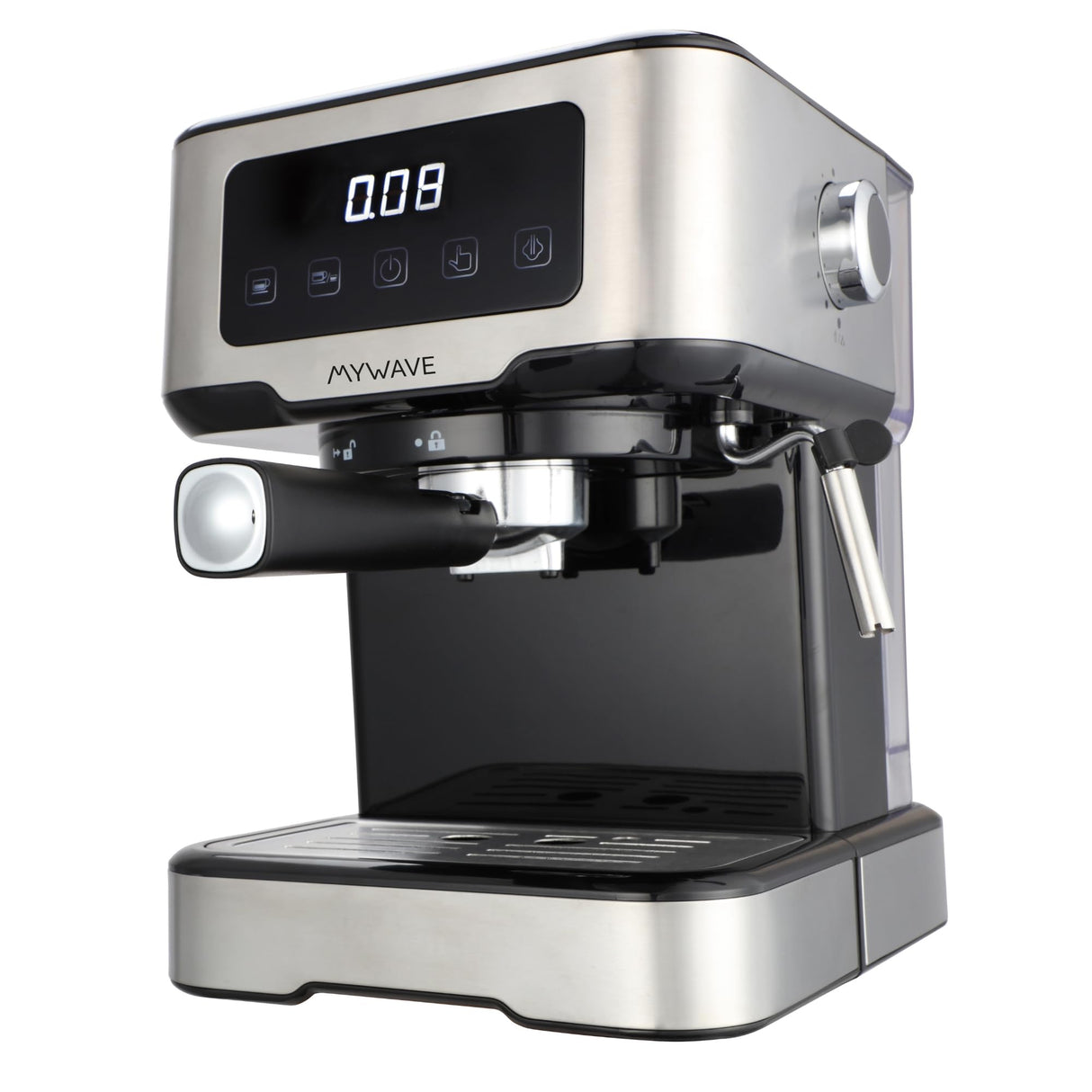 MyWave - Cafetera Espresso - Potencia 1100W - 15 Bares de Presión - Panel Digital - Depósito 1,5L