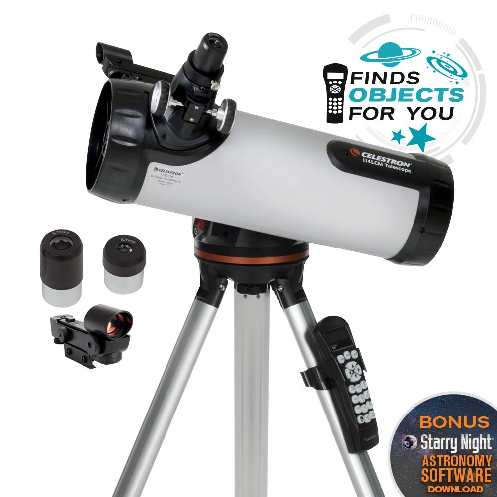 Celestron 31150 LCM 114 Series: telescopio reflector newtoniano computerizado, plata