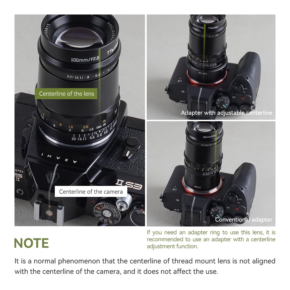 TTArtisan Lente de Cuerpo de Metal F2.8 (Bubble Bokeh) de 100 mm Compatible con Montura M42, Color Negro