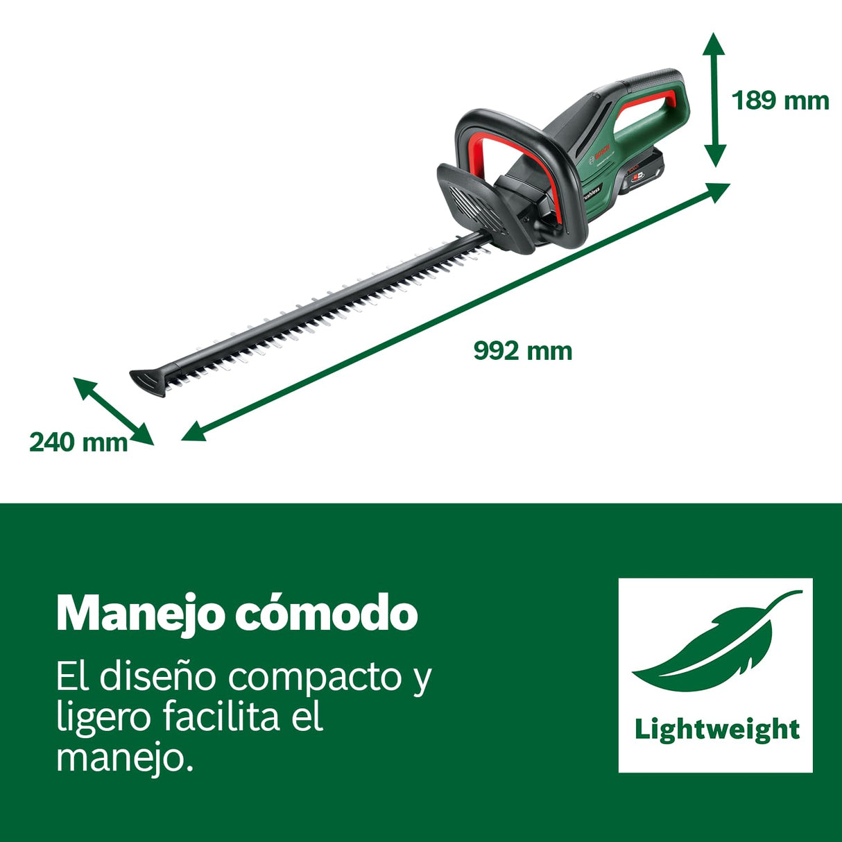 Bosch Home and Garden UniversalHedgeCut 18V-50, Cortadora de Setos a Batería, 1 Batería de 2.5 Ah, Sistema de 18 Voltios, Longitud de la Sierra de 50 cm, Embalaje en Caja
