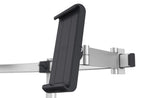 Durable Soporte de mesa Pro para 1 monitor de 21-27" y 1 tableta de 7-13", con paso de mesa, giratorio en 360°, inclinable, ajustable en altura, 508823, plata
