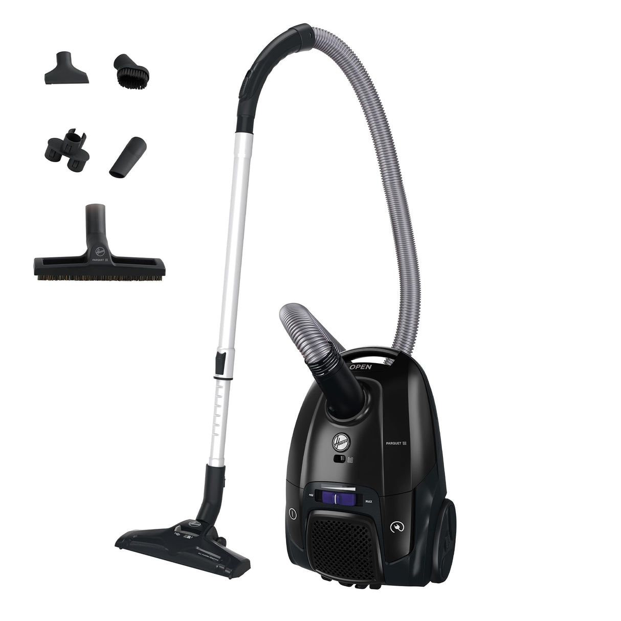 Hoover Telios – Aspirador con Bolsa: Compacto, silencioso (69 dBA), Bolsa de 3,5L, con Cable, Boquilla para parquet, Accesorios Integrados, Radio de acción de 9,6 m, Filtro EPA12 [TXLZ72HM]